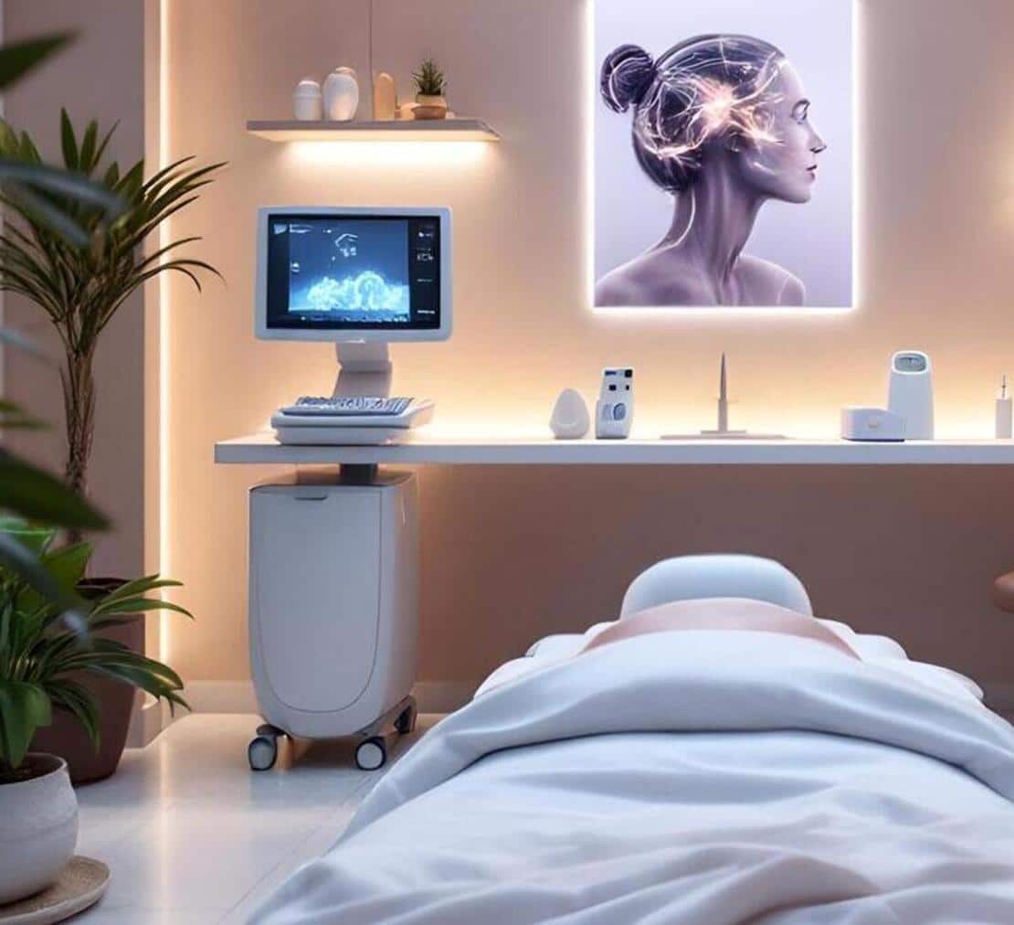 habitacion de hospital con cama medica y decoracion calmada para el paciente